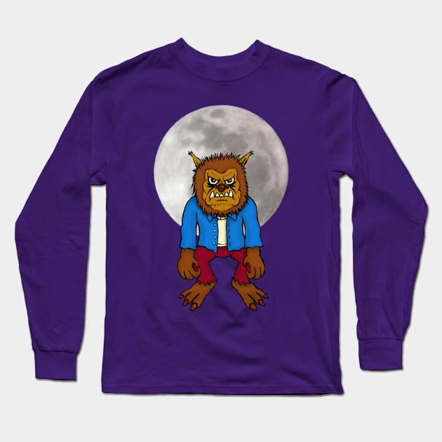 Wolf Man Long Sleeve T-Shirt by MalcolmKirk